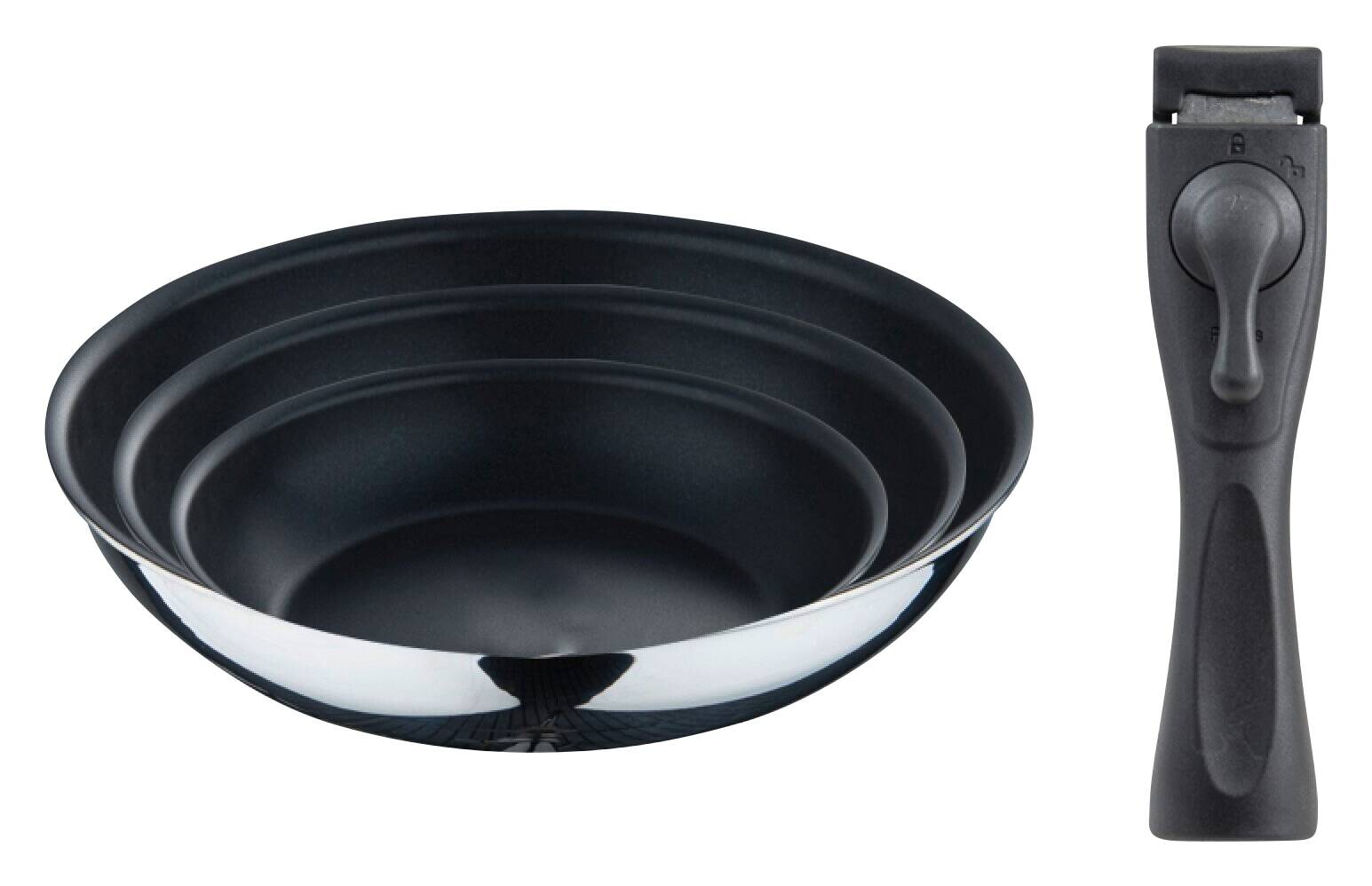 BERGNER Pfannenset CLICK & COOK schwarz Edelstahl 3 tlg.