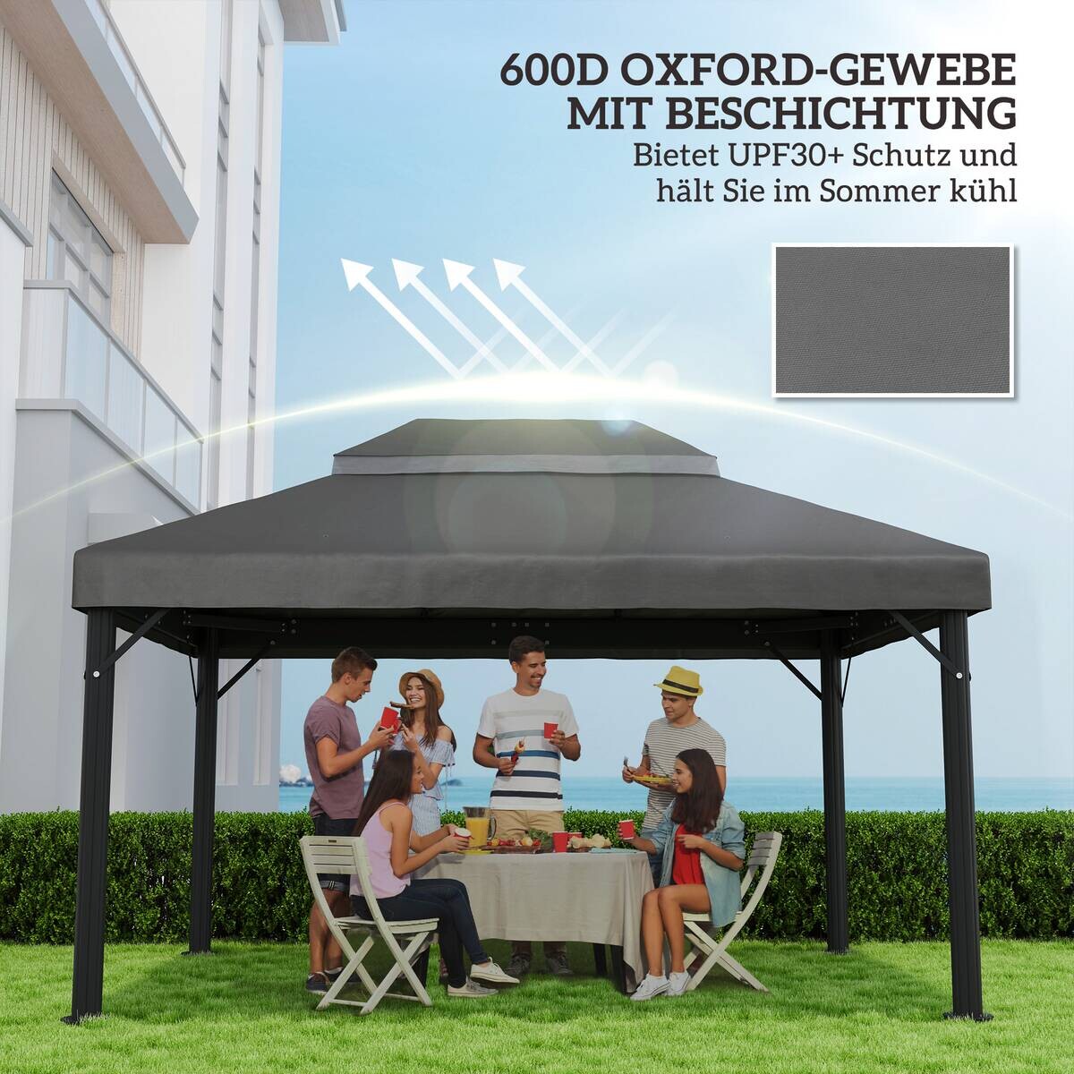 Outsunny Ersatzdach dunkelgrau Stoff B/H/L: ca. 300x1x400 cm