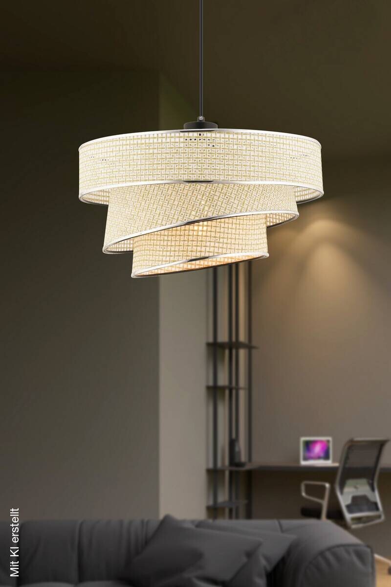 Opviq Pendelleuchte Couper creme silber Baumwolle Metall B/H/L: ca. 40x72x40 cm E27 1 Brennstellen