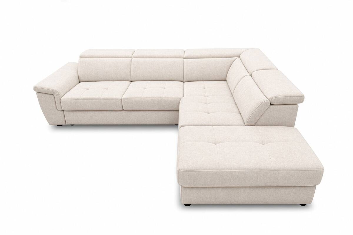 Ecksofa mit Bettfunktion und Bettkasten Vanilleblüte Flachgewebe B/H/T: ca. 267x75x238 cm