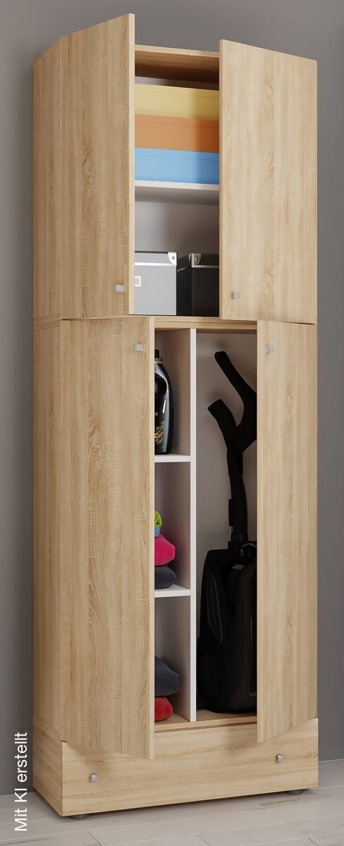 Putzschrank Lona Eiche Sonoma Nachbildung weiß B/H/T: ca. 70x200x39 cm