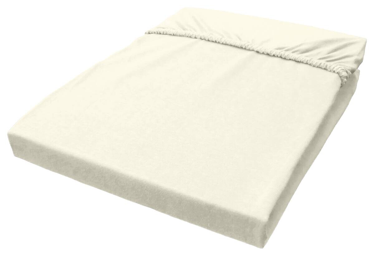 Boxspring Spannbetttuch ecru Baumwolle B/L: ca. 100x200 cm