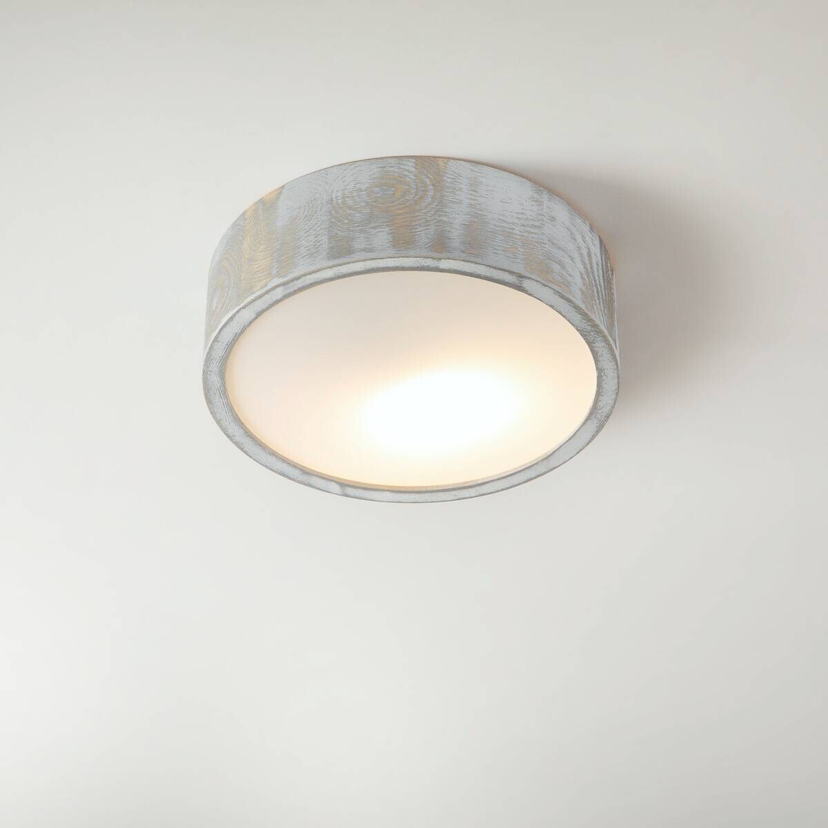 Lamkur Deckenleuchte hellbraun weiß Glas Holz B/H/L: ca. 28,5x12x28,5 cm 1 Brennstellen