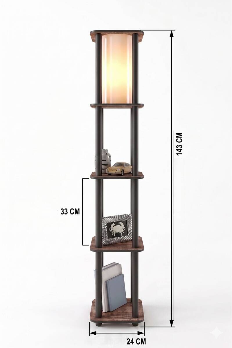 Stehleuchte nussbaum PVC MDF B/H/L/D: ca. 17x150x17x17 cm E27 1 Brennstellen