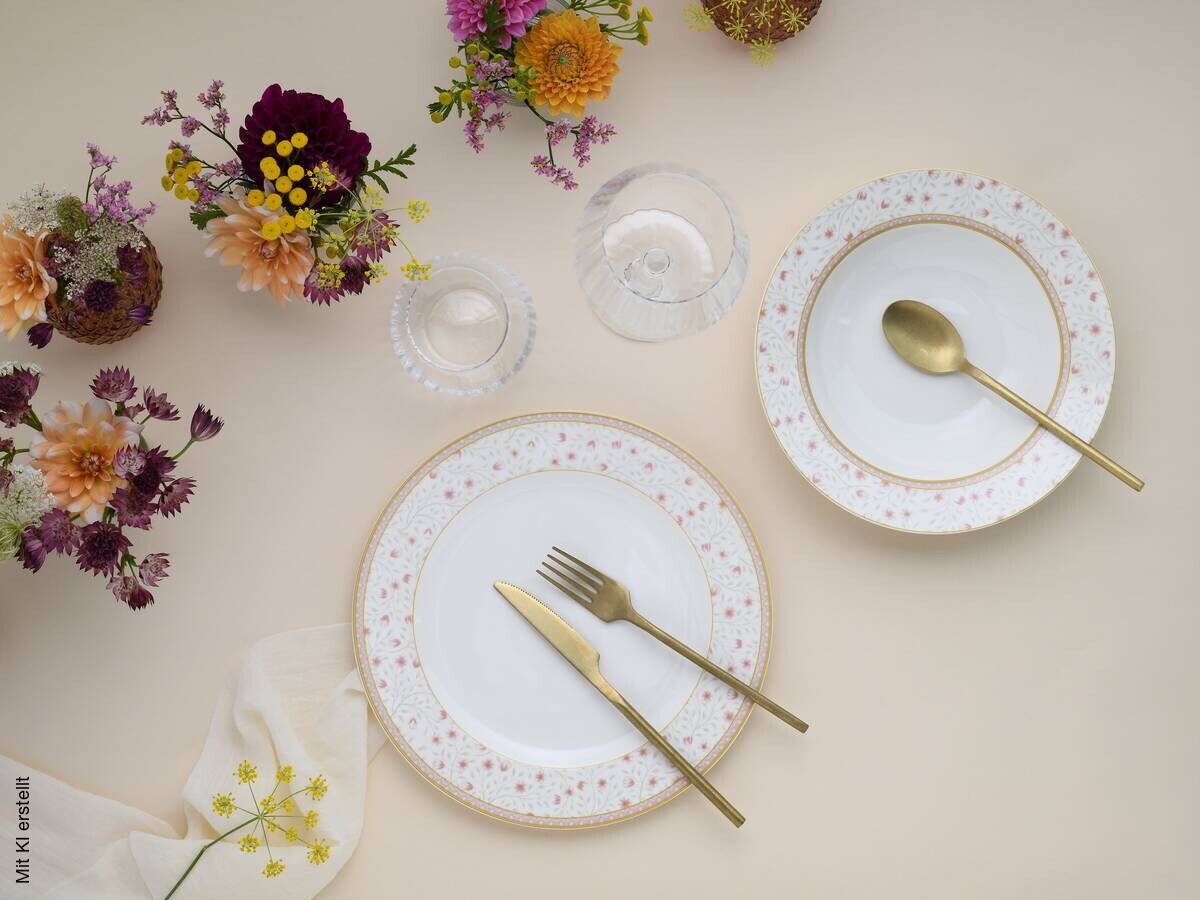 CreaTable Tafelservice Emilia weiß Porzellan 12 tlg.