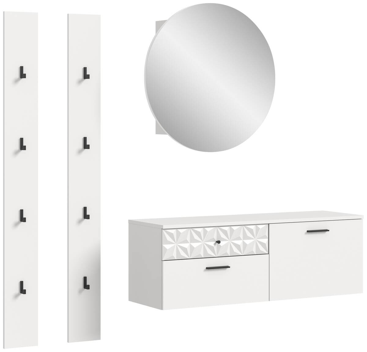 Garderobe Prisma weiß weiß Hochglanz B/H/T: ca. 172x192x34 cm