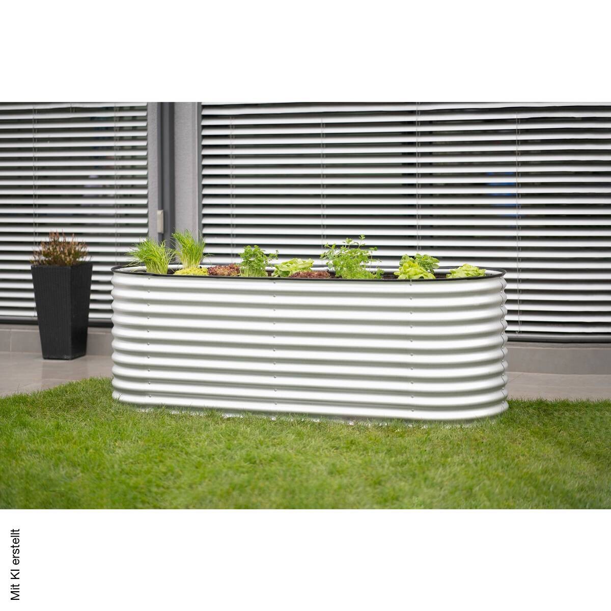 Westmann Hochbeet Oval silber Metall B/H/L: ca. 80x82x240 cm