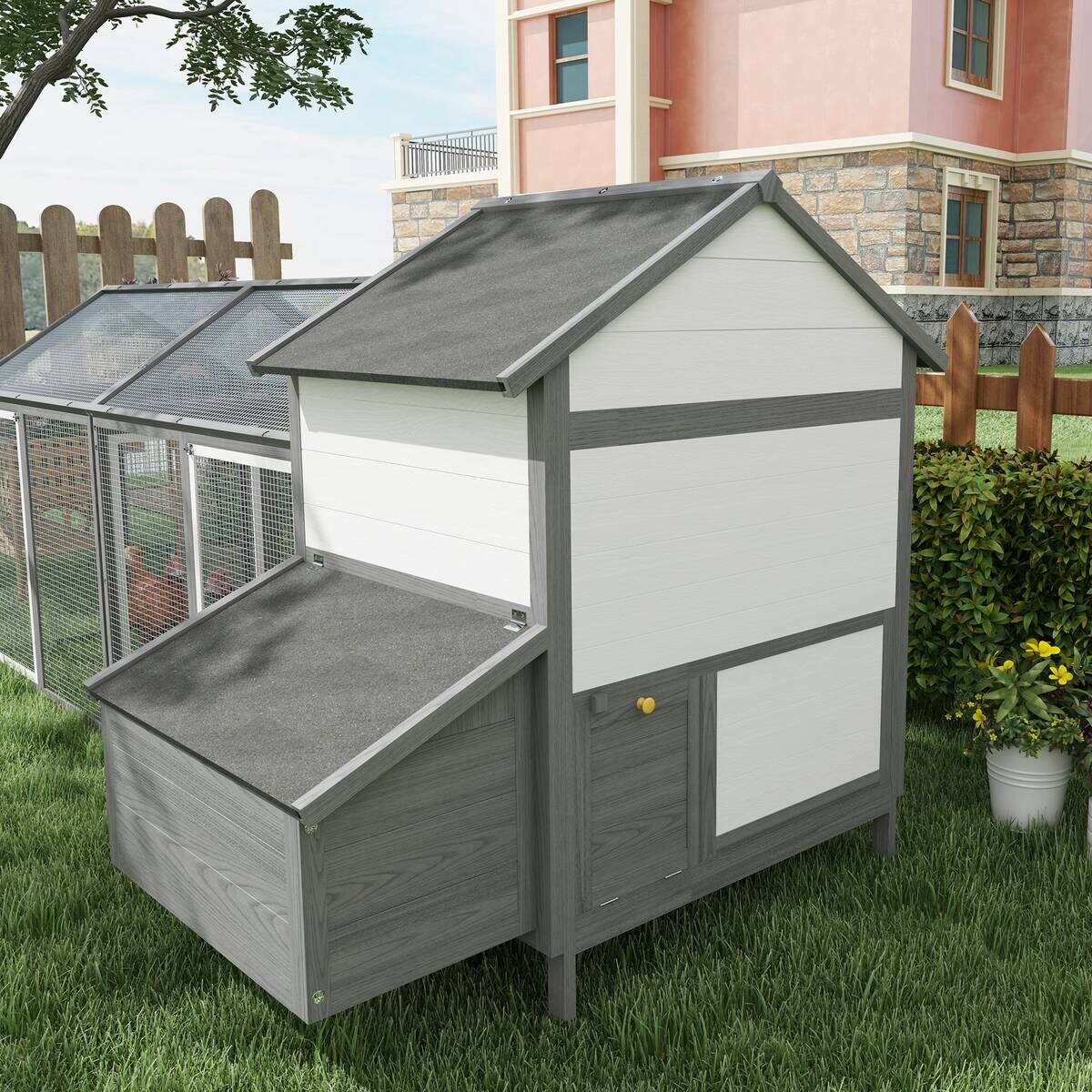 PawHut Stall grau Edelstahl B/H/L: ca. 125x247x113,5 cm