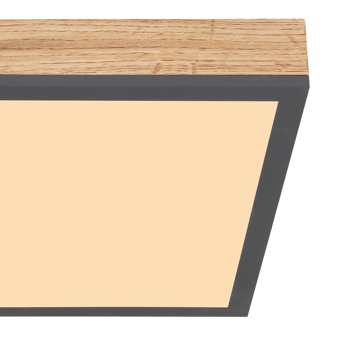 LED-Deckenleuchte Doro Holzoptik Graphit Metall Kunststoff Holz B/H/L: ca. 30x6x30 cm
