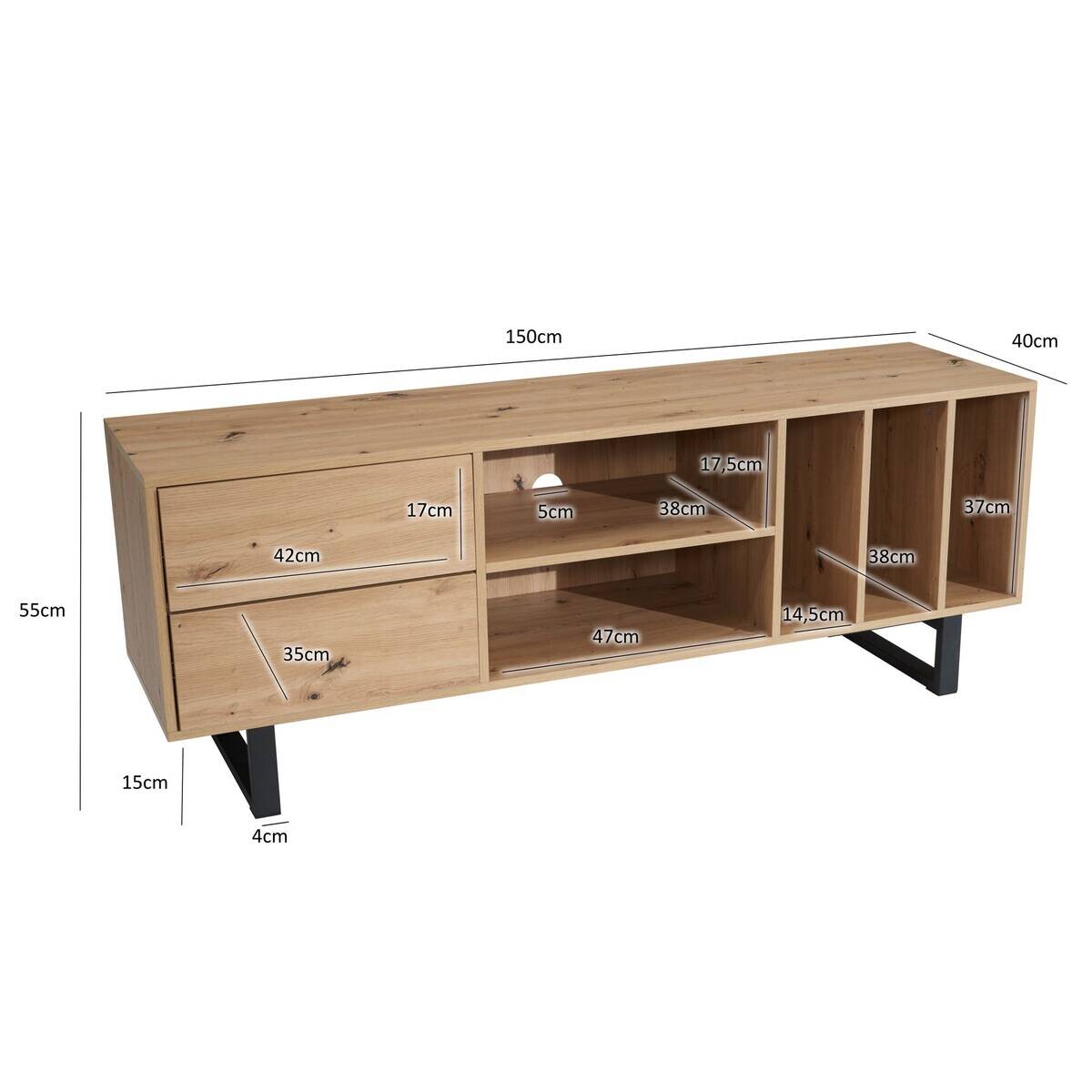 Lowboard Eiche Optik B/H/T: ca. 150x55x40 cm