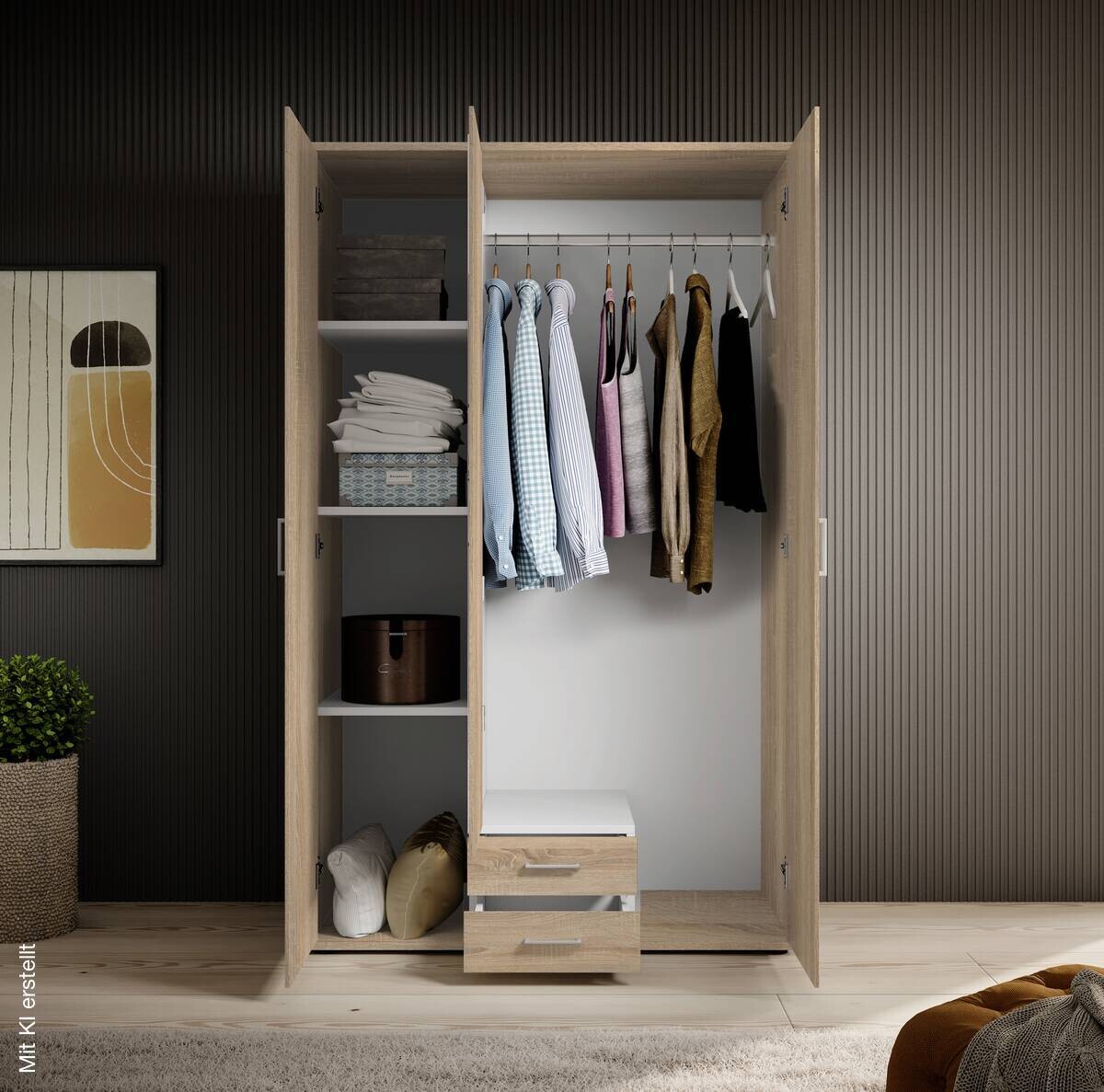 Kleiderschrank Paul Eiche Sonoma Nachbildung B/H/T: ca. 120x195x55 cm