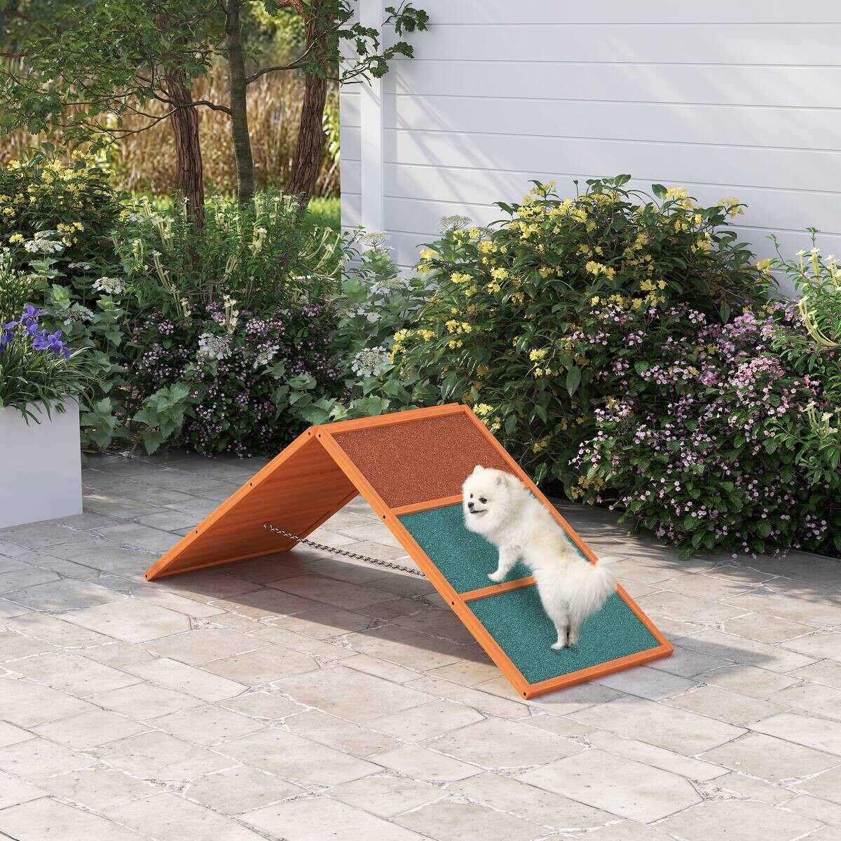 PawHut Hunde Agility Steg orange Holz B/H/L: ca. 59x66x173 cm