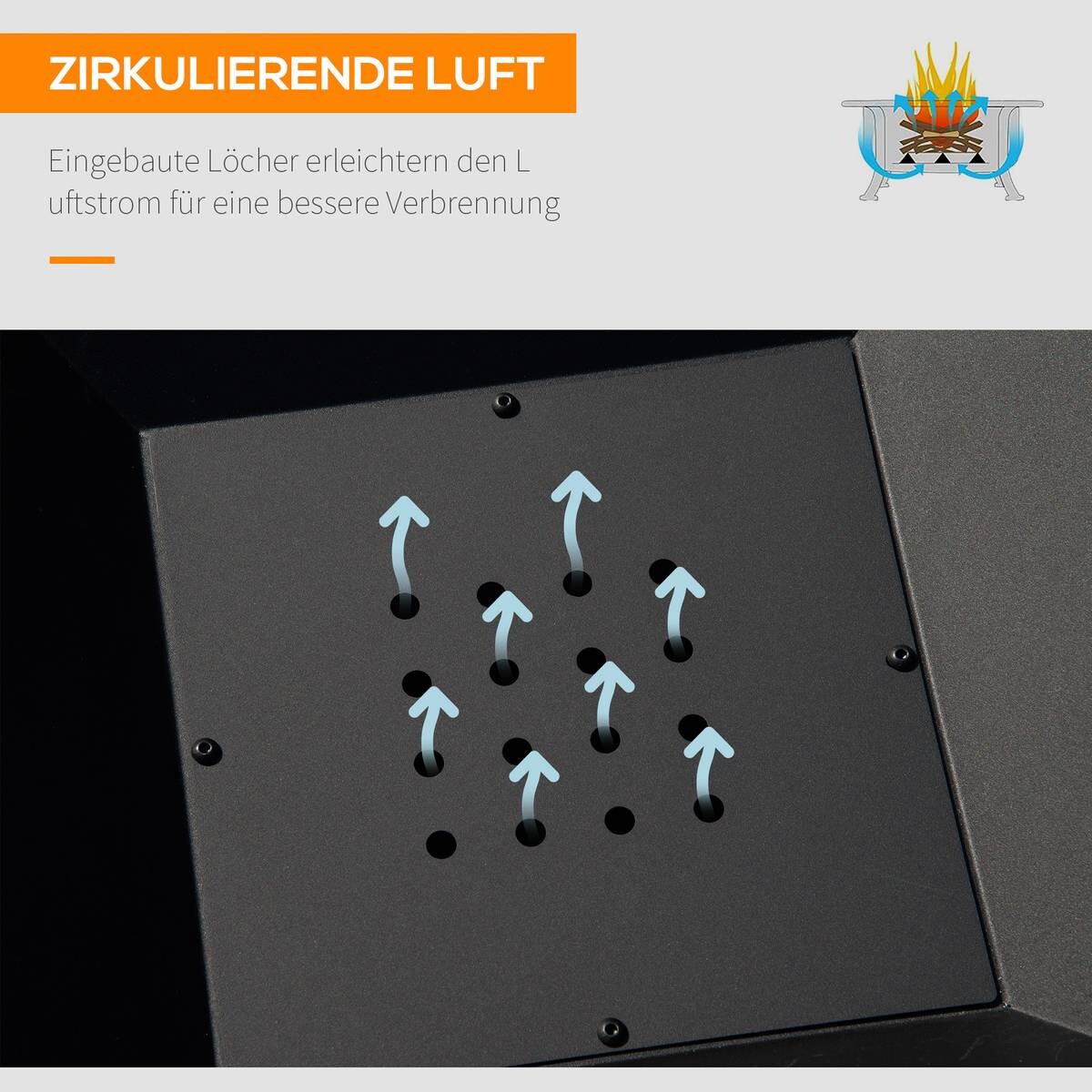 Outsunny Feuerstelle mit Grillrost