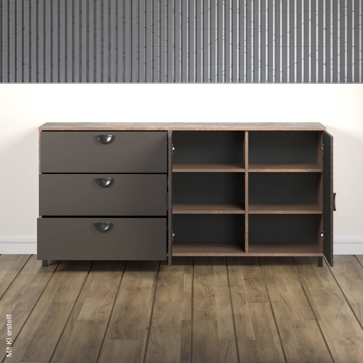 Sideboard Fusion Eiche dunkel Nachbildung bronze Optik B/H/T: ca. 176x86x42 cm