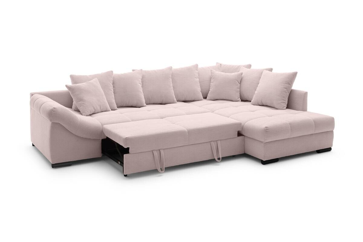 Ecksofa mit Bettfunktion altrosa Microfaser B/H/T: ca. 303x88x202 cm