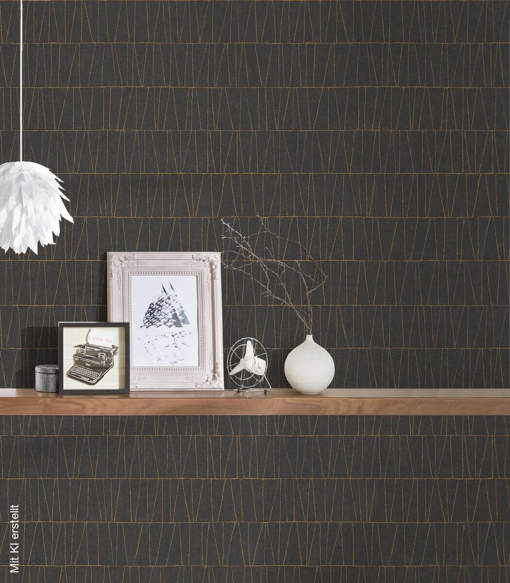 A.S.Creation Vliestapete gold schwarz anthrazit B/H/D: ca. 53x1005x8,4 cm