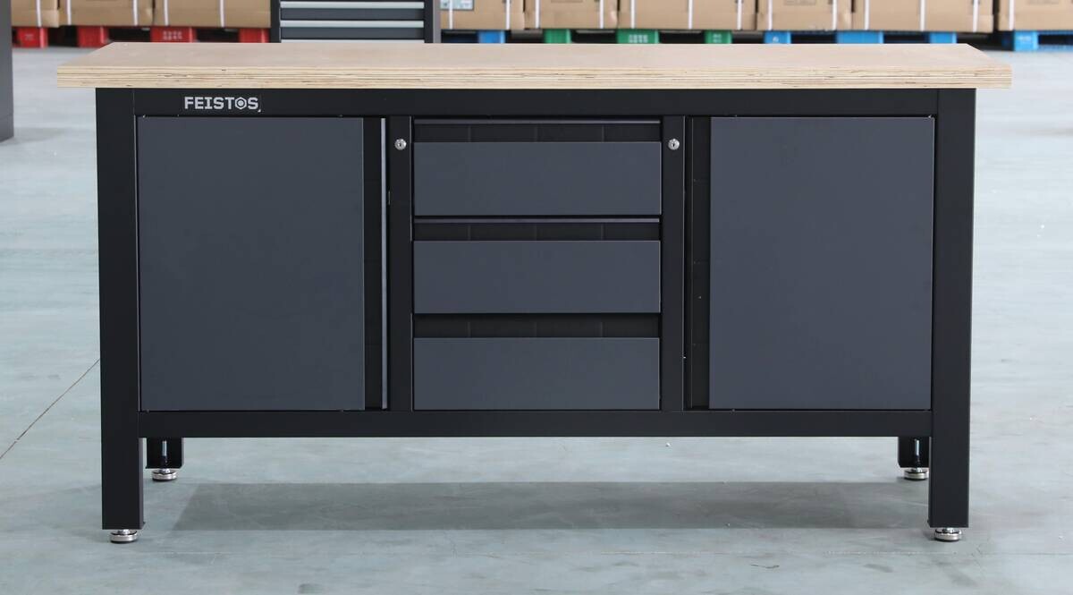 Feistos Werkbank Heros schwarz Metall B/H/L: ca. 169x87x60 cm