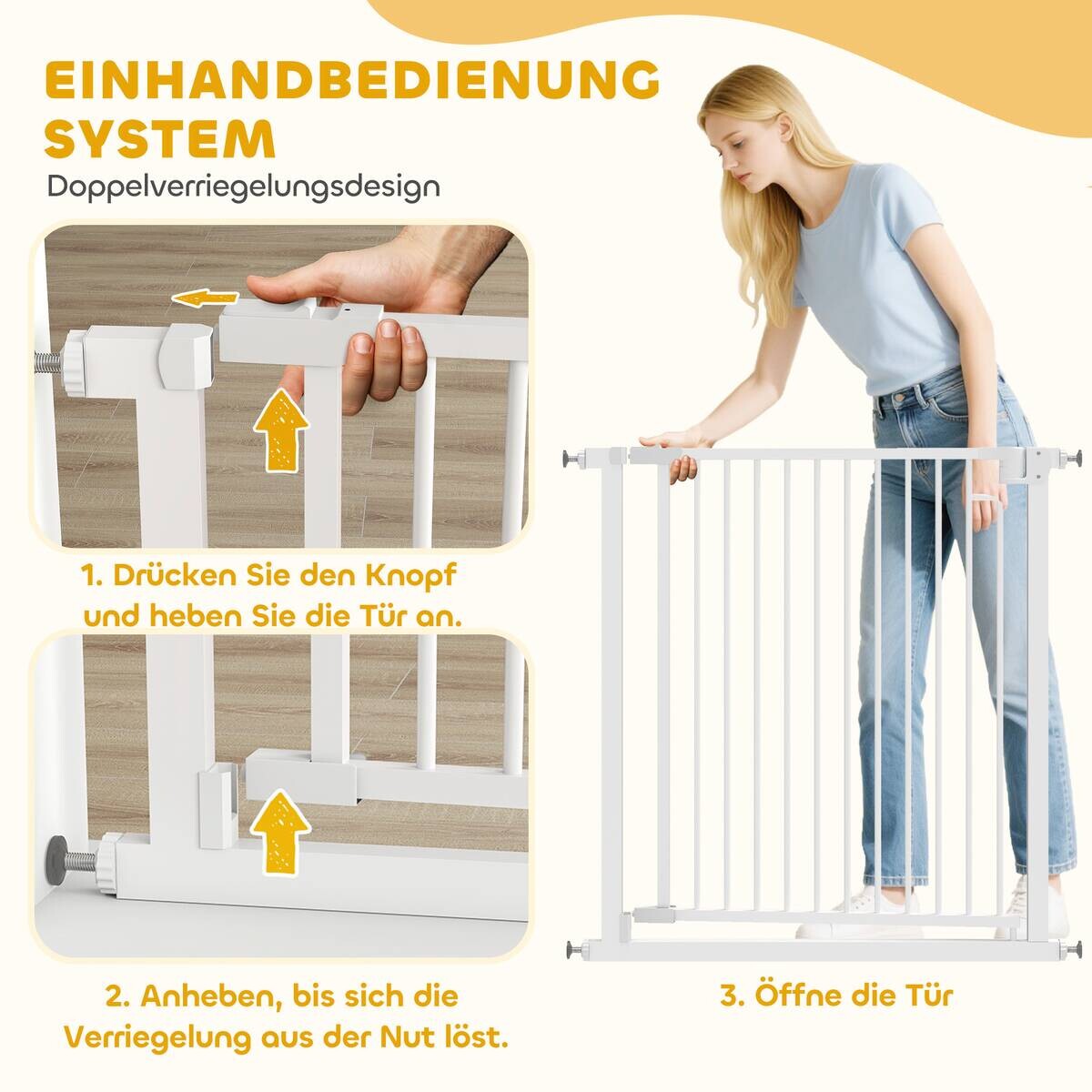 PawHut Treppenschutzgitter weiß B/H/T/L: ca. 3x76x3x80 cm