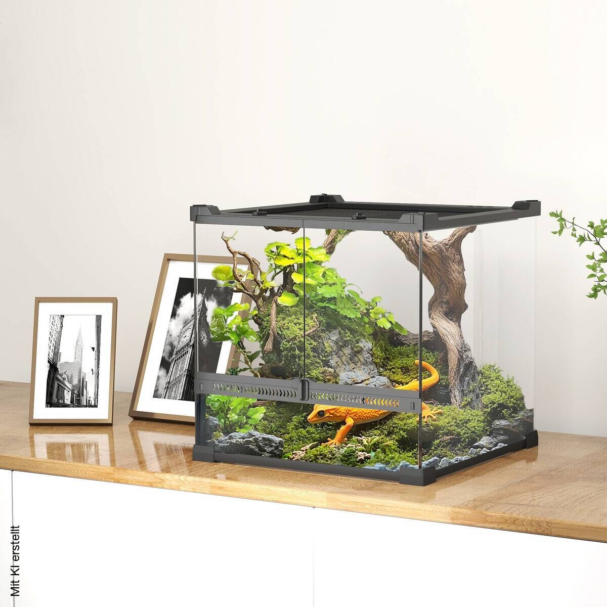 PawHut Terrarium schwarz Stahl B/H/L: ca. 30x30x30 cm