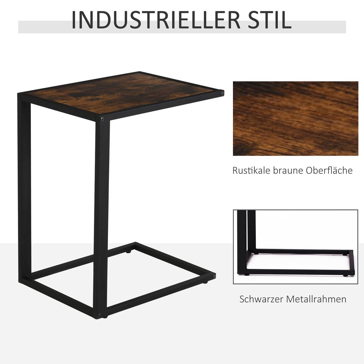Beistelltisch 833-194BN braun schwarz B/H/T: ca. 40,6x64,2x50,8 cm