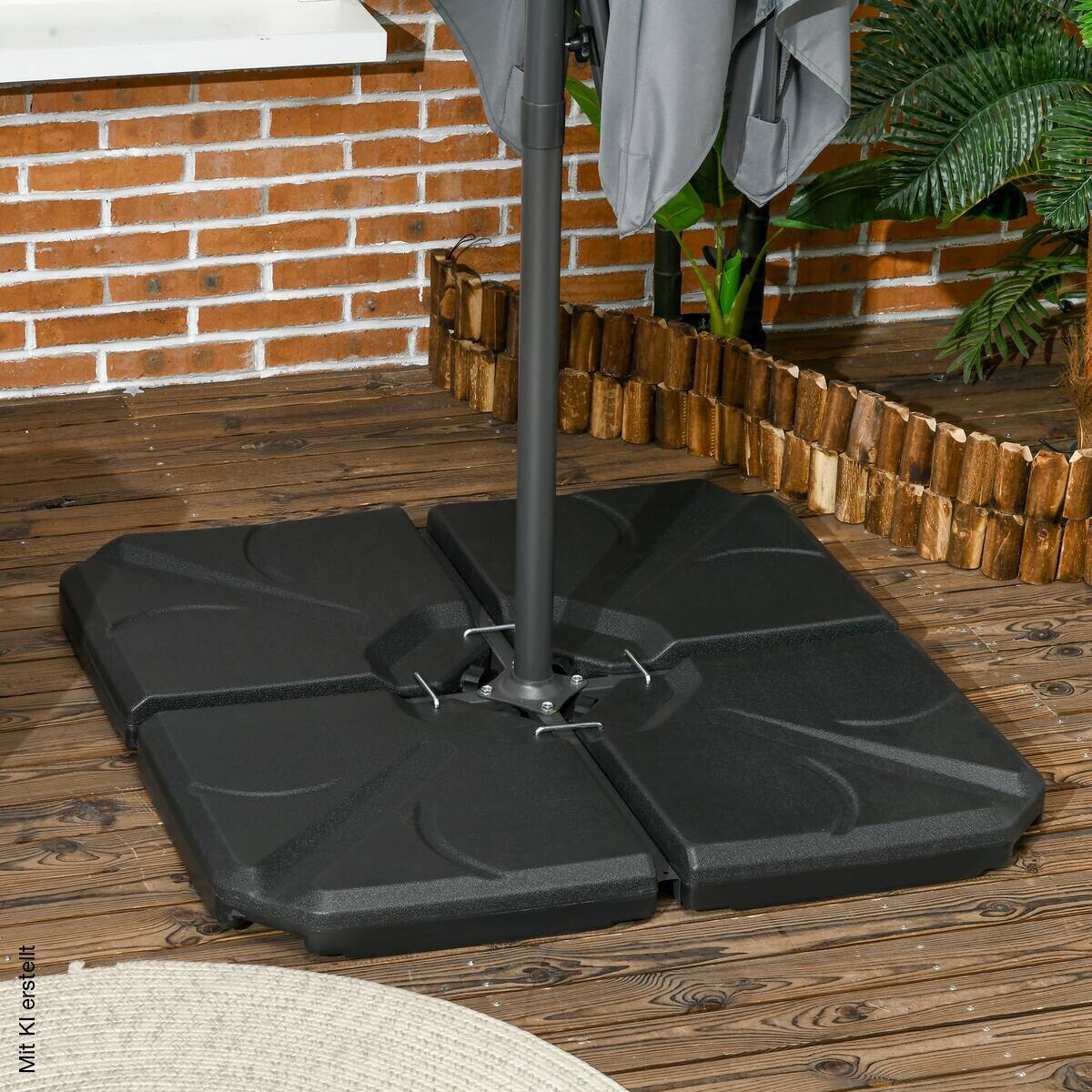 Outsunny Schirmgewichte schwarz Kunststoff B/H/L: ca. 103x8,3x103 cm