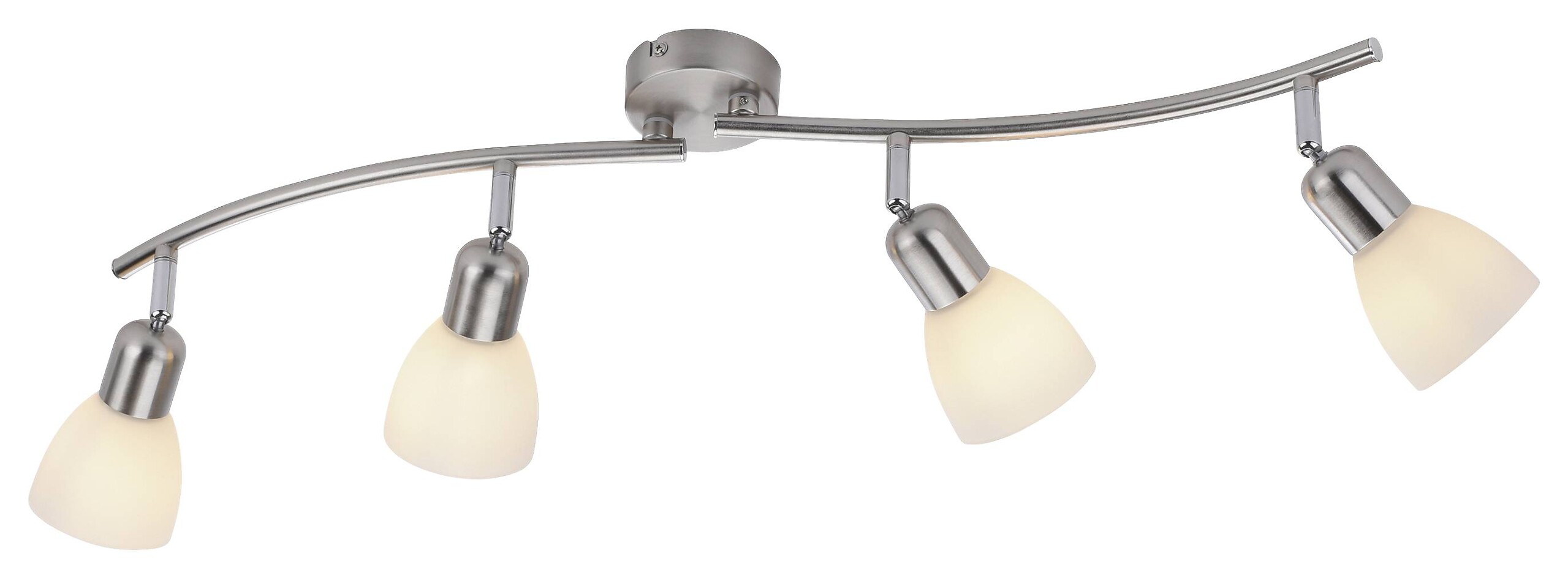 Just Light Spotbalken PN11954-55 Karo stahlfarbig weiß Aluminium Kunststoff Glas B/H/L: ca. 22x21x87 cm E14 4 Brennstellen