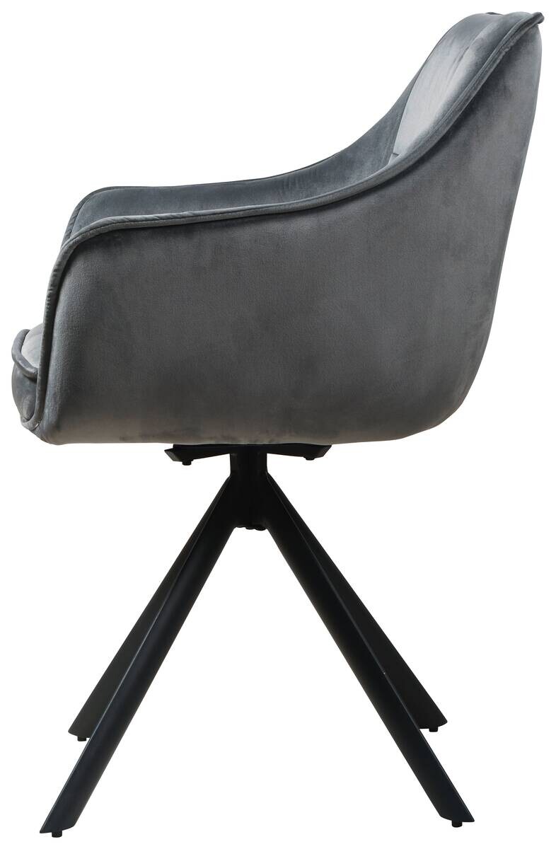 Armlehnstuhl Darwin dunkelgrau schwarz Samtoptik Metall B/H/T: ca. 61x95x60 cm
