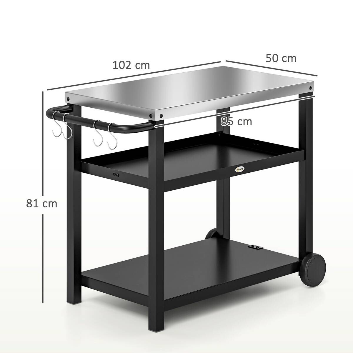 Outsunny Grillwagen Edelstahl B/H/L: ca. 50x81x102 cm