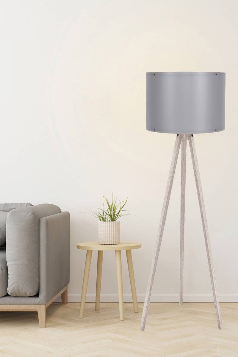 Opviq Stehleuchte creme grau MDF Polypropylen B/H/L: ca. 38x145x38 cm E27 1 Brennstellen