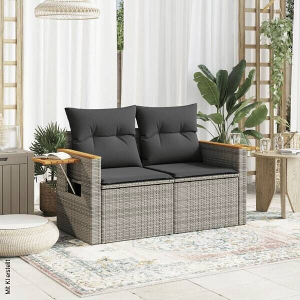 vidaXL Gartensofa grau Kunststoff B/H/L: ca. 62x69x124 cm