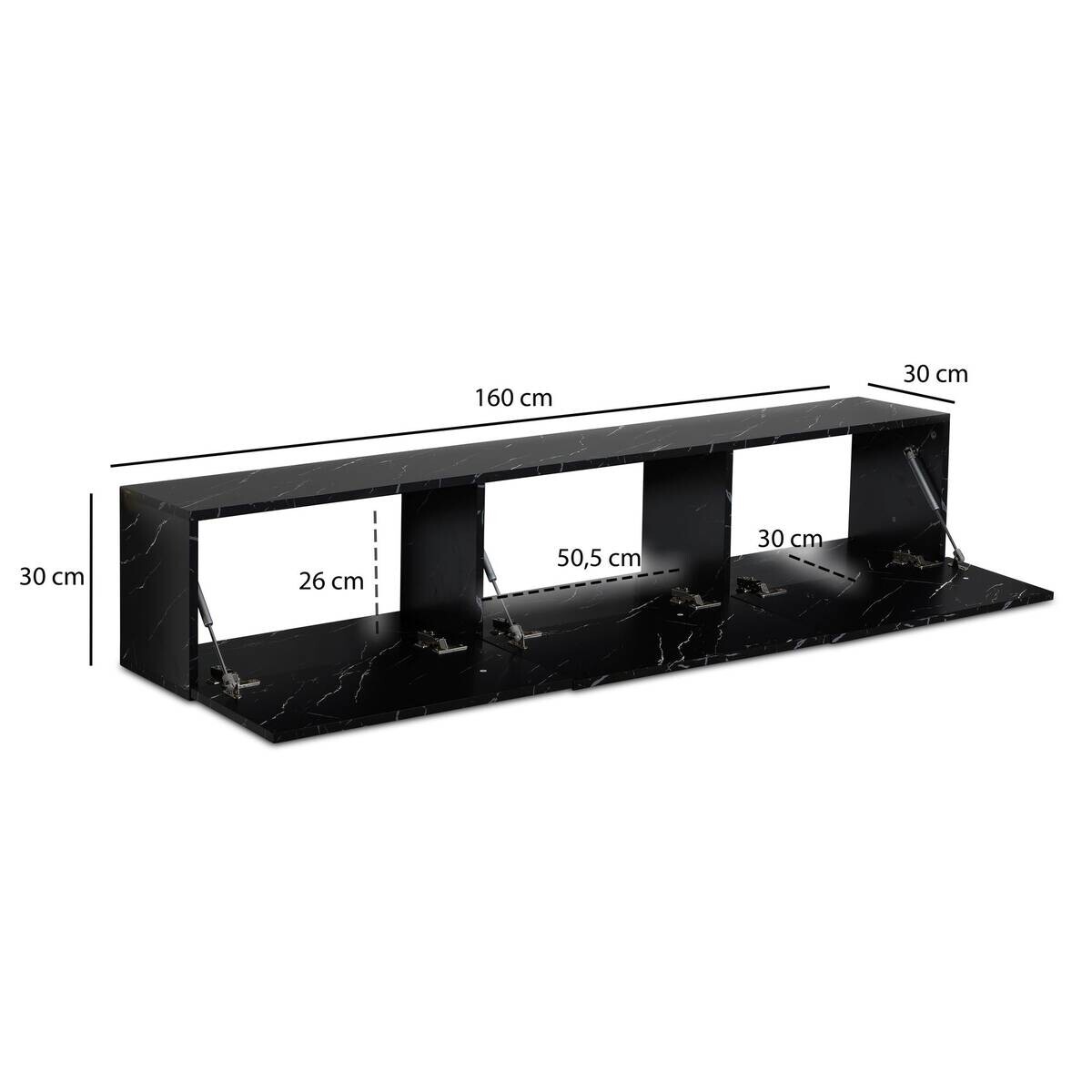 Lowboard schwarz Marmor Optik B/H/T: ca. 160x30x30 cm
