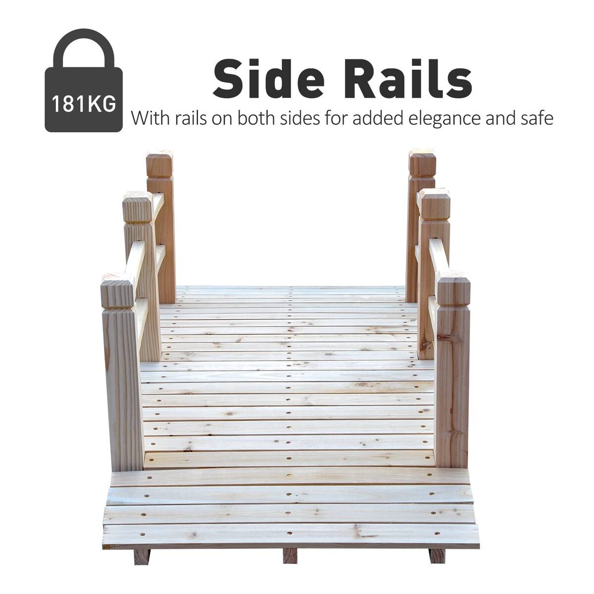 Outsunny Holzbrücke natur B/H/L: ca. 67x48x1525 cm ca. 181 kg