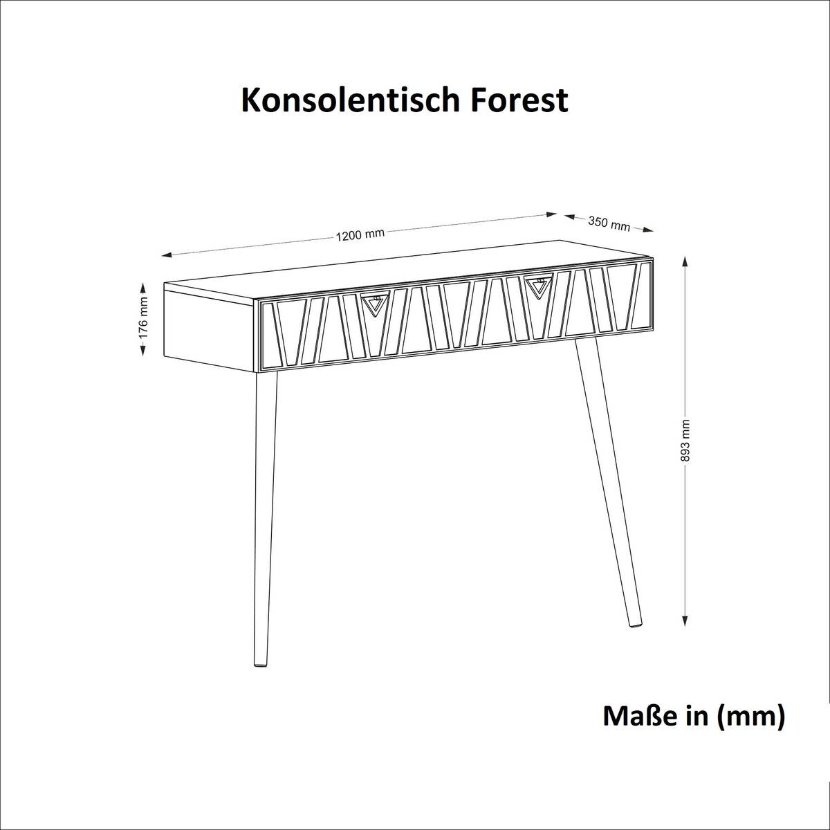 Konsolentisch Forest walnuss Nachbildung grün Spanplatte B/H/T: ca. 120x90x36 cm