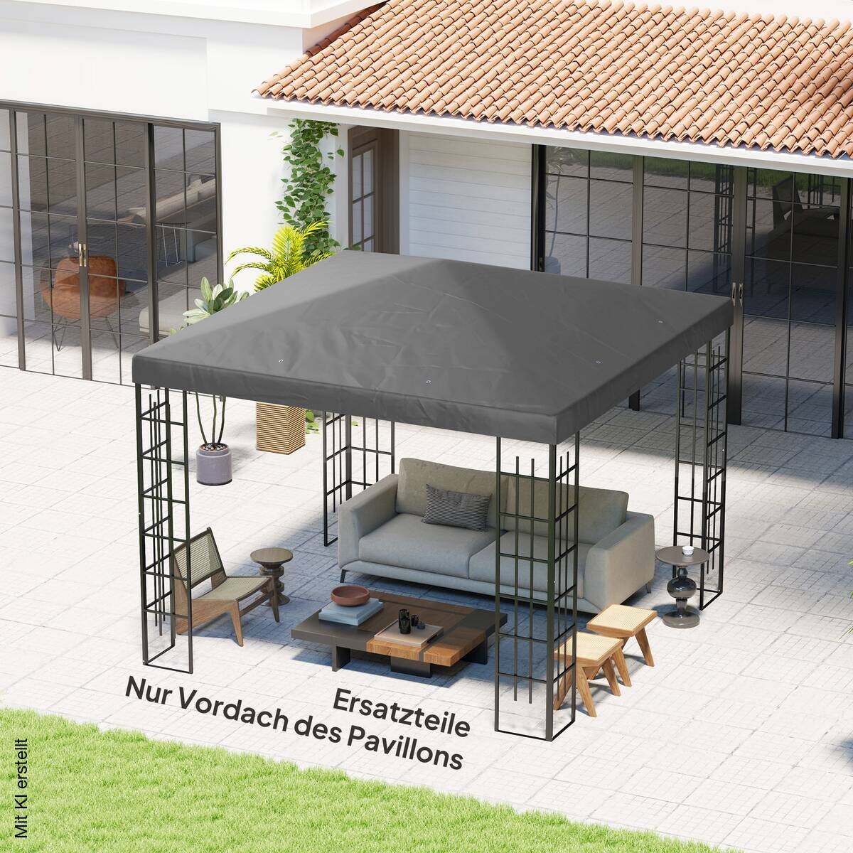 Outsunny Pavillondach dunkelgrau Metall B/H/L: ca. 298x1x298 cm