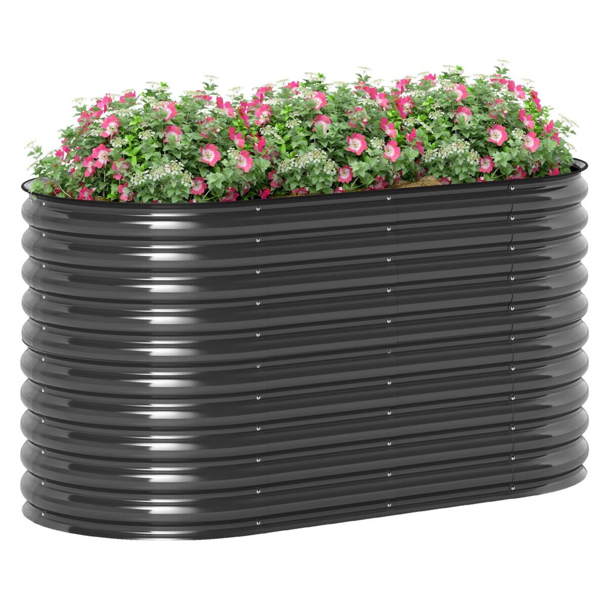 Outsunny Hochbeet dunkelgrau Stahl B/H/L: ca. 80x80x160 cm