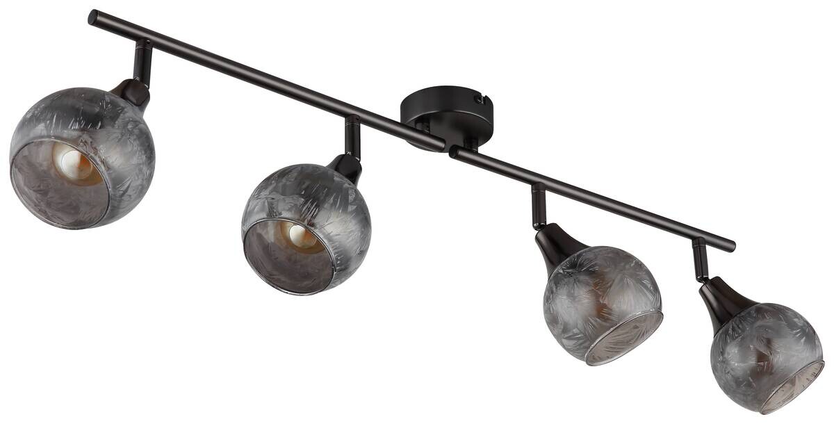 GLOBO Strahler schwarz Chrom Metall Glas B/H/L: ca. 11x37x21 cm E14 4 Brennstellen