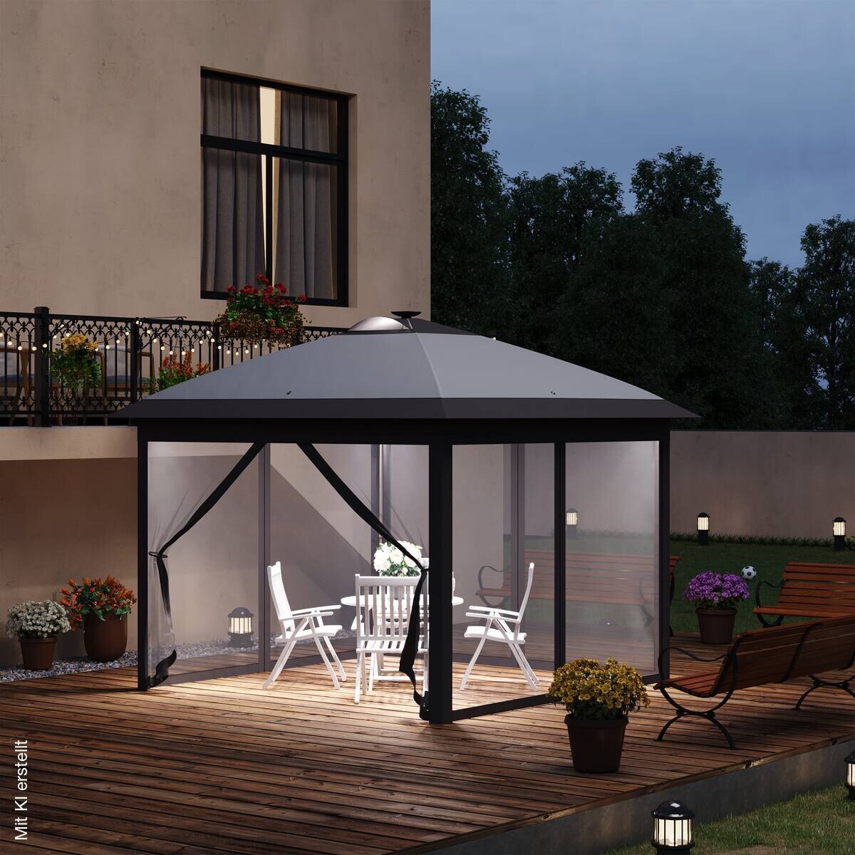 Outsunny Faltpavillon grau Polyester-Mischgewebe B/H/L: ca. 330x288x330 cm