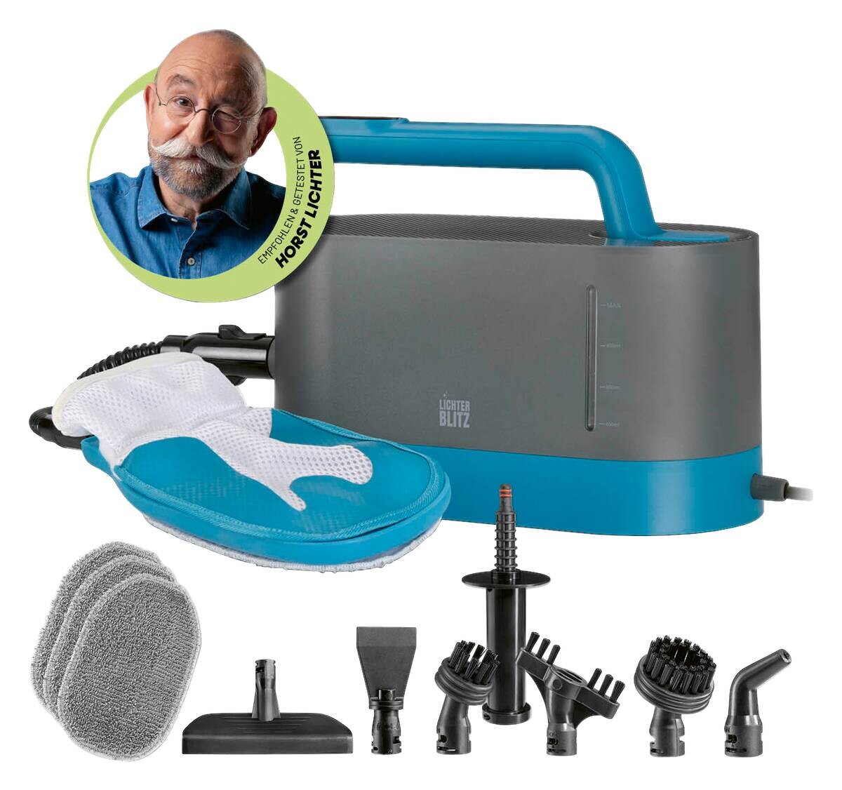 Lichterblitz Dampfreiniger 19413 blau grau Kunststoff B/H/L: ca. 23,6x23,5x32,5 cm