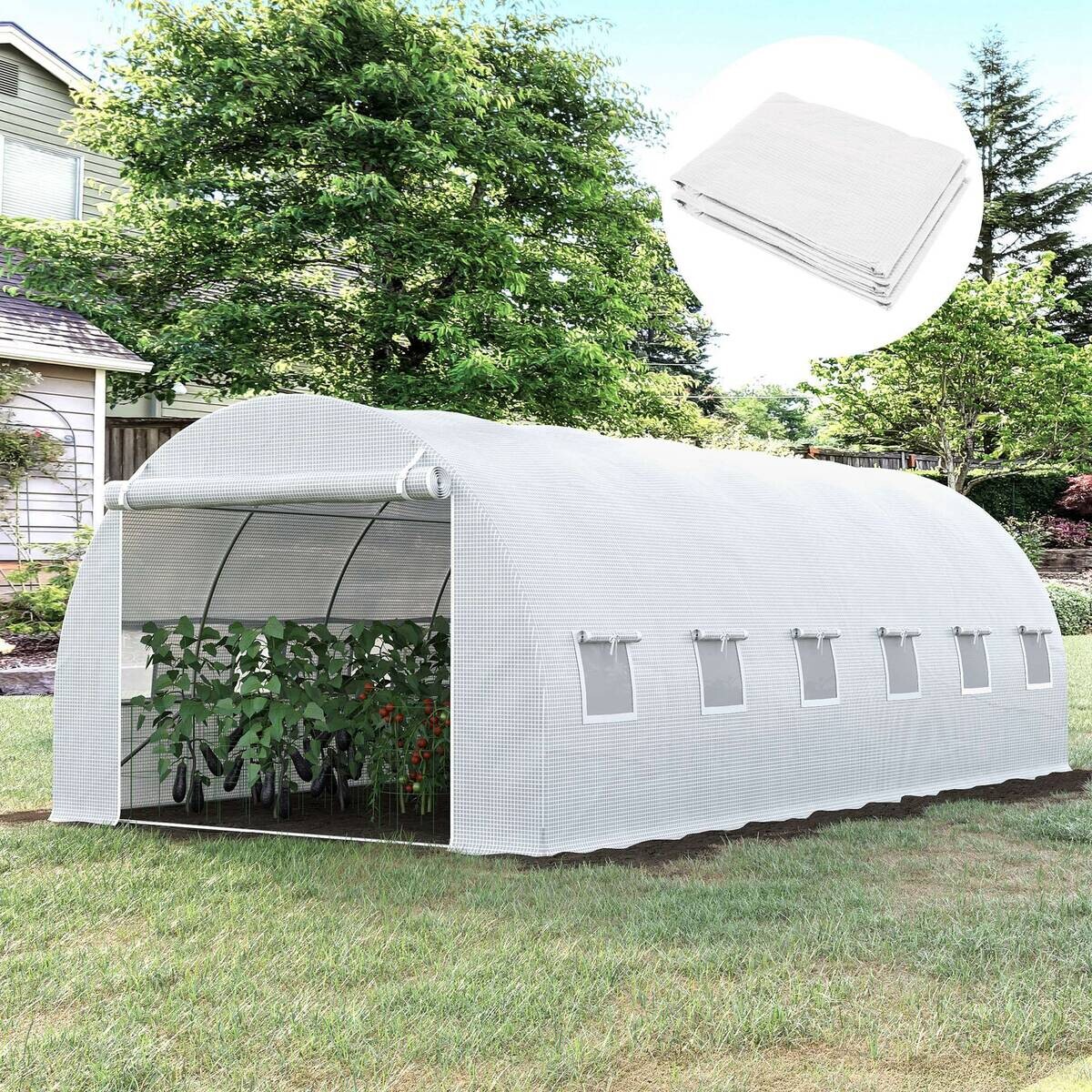 Outsunny Ersatzfolie weiß Polyethylen B/H/L: ca. 300x200x600 cm