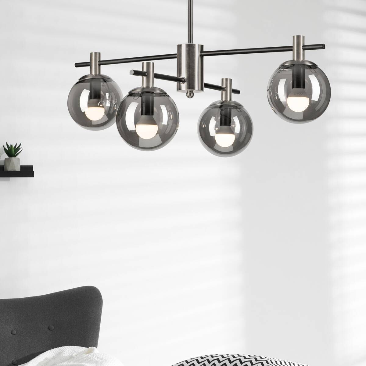 Lamkur Deckenleuchte Lilou Chrom Glas Stahl B/H/L: ca. 61x53x61 cm E14 4 Brennstellen