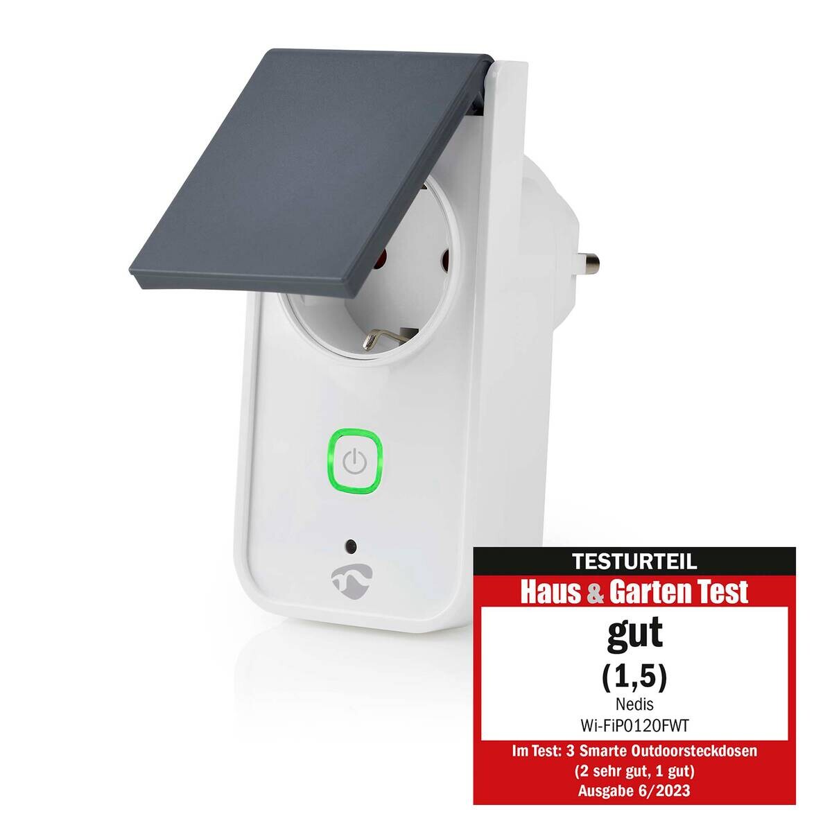 Nedis Smart-Stecker weiß grau Kunststoff B/H/L: ca. 6x11,5x9 cm