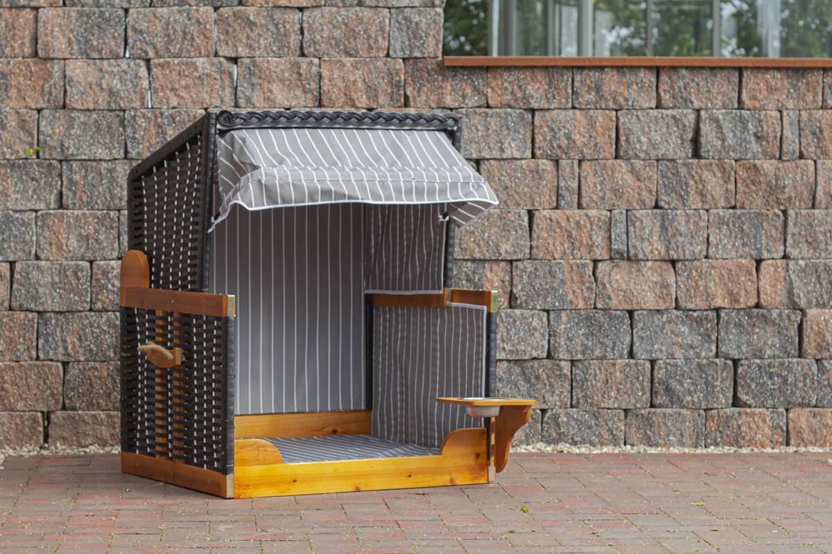 Hundestrandkorb braun Holz B/H/T: ca. 75x95x65 cm