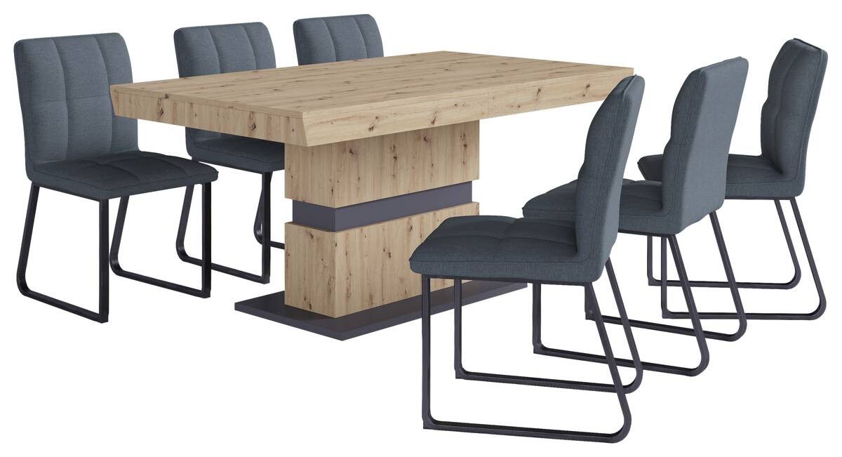 Stuhl TALEA 2er-Set dunkelgrau schwarz Webstoff Metall B/H/T: ca. 46x86x55 cm