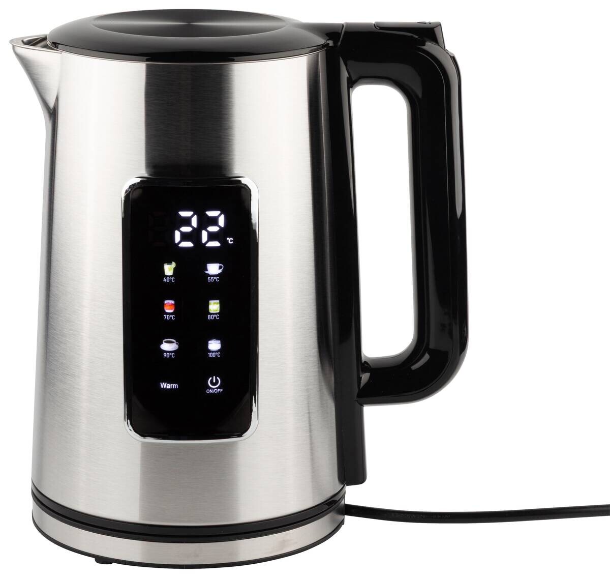 POCOline Wasserkocher schwarz silber Edelstahl Kunststoff B/H/L: ca. 16,3x23,5x22,4 cm ca. 1,7 l