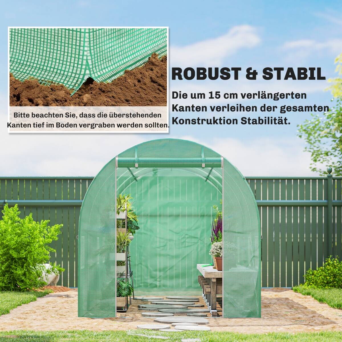 Outsunny Gewächshausfolie B/H/T/L: ca. 200x200x200x400 cm grün