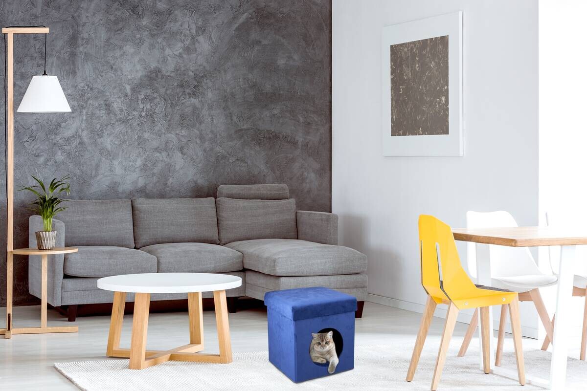 Katzenhaus blau Polyester B/H/L: ca. 34x36x34 cm