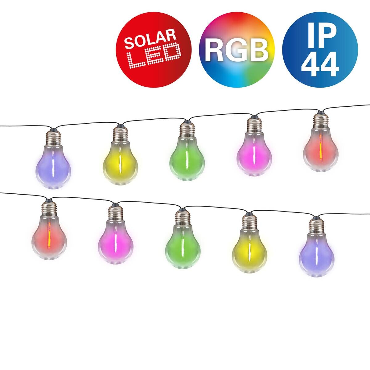 Solar-Lichterkette multicolor B/H/T: ca. 370x370x6 cm