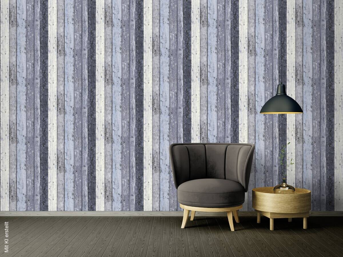 A.S.Creation Vliestapete Best of Woodn Stone 2nd Edition Holzoptik blau B/L: ca. 53x1005 cm