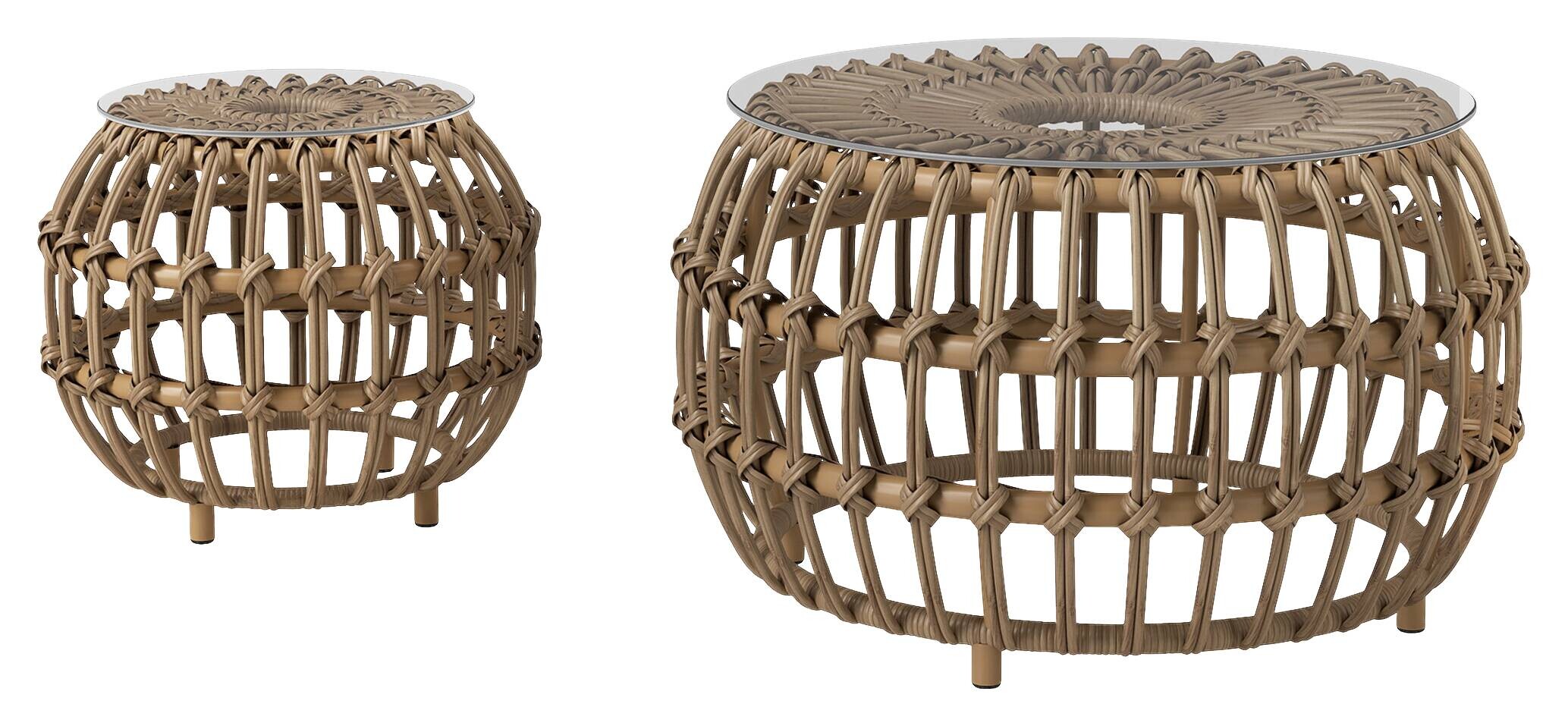 Outsunny Rattan-Beistelltisch braun Stahl B/H/L: ca. 66x40x66 cm