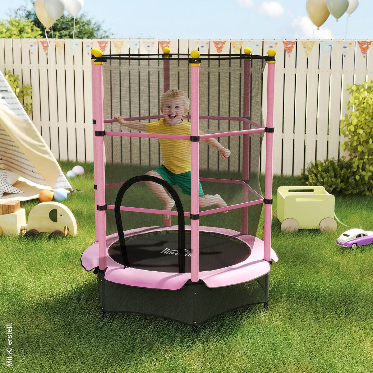 HOMCOM Kindertrampolin rosa B/H/L: ca. 140x190x140 cm
